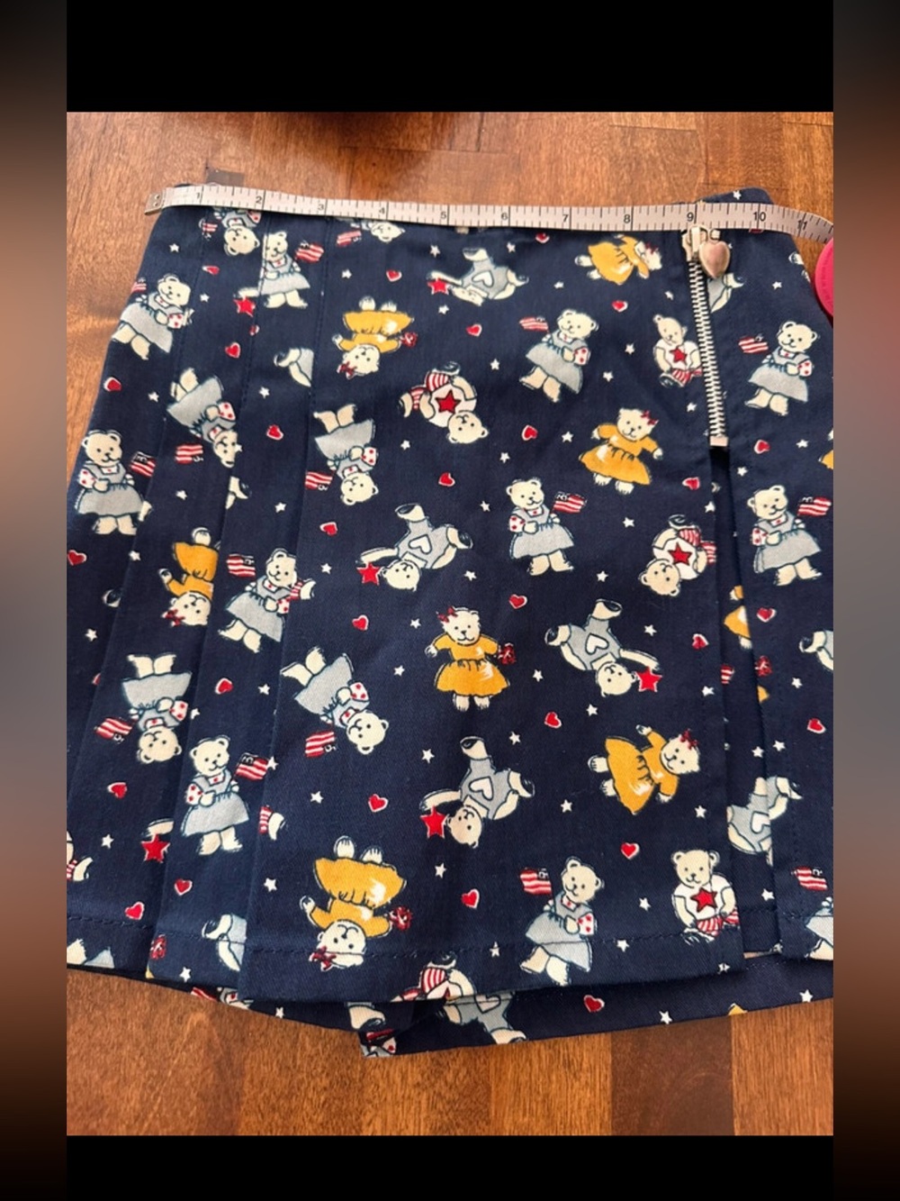 Vintage swat skort skirt Kokomo Navy Bear Print Skirt with Hearts and Stars